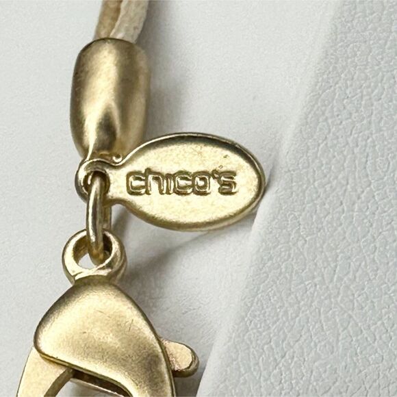 Chico's Gold Beaded Cord Turquoise Druzy Tassel Necklace ✨ - Picture 13 of 14